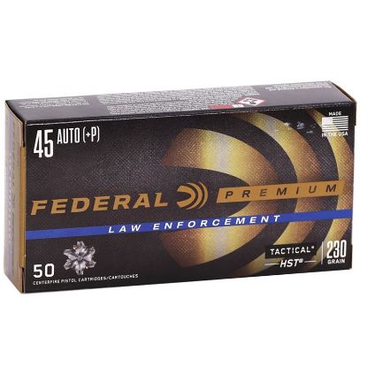 Picture of Federal Premium Law Enforcement 45acp 230 Grain +P HST Jacketed Hollow Point P45HST1