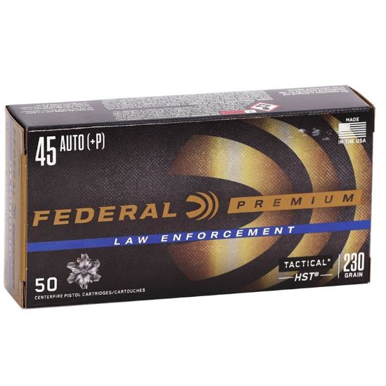 Picture of Federal Premium Law Enforcement 45acp 230 Grain +P HST Jacketed Hollow Point P45HST1