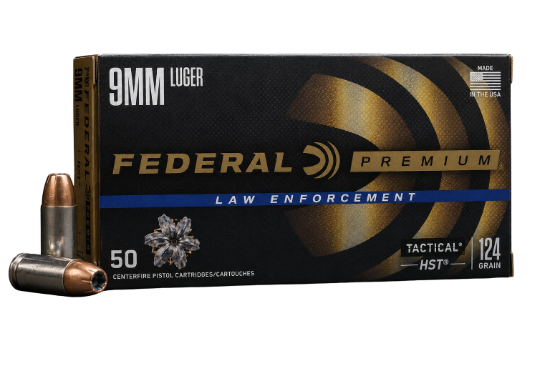 Picture of Federal Premium Law Enforcement 9mm Luger 124 Grain HST Jacketed Hollow Point P9HST1 (500rd bundle)